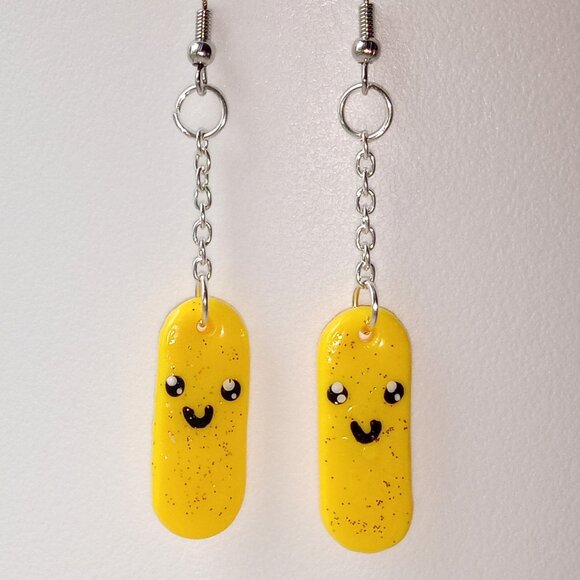 Handmade Dangle Happy Face Earrings - Picture 1 of 11